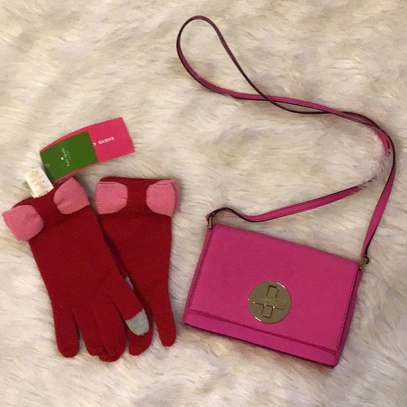 kate spade Handbags - Kate Spade Pink crossbody purse and gloves set lot